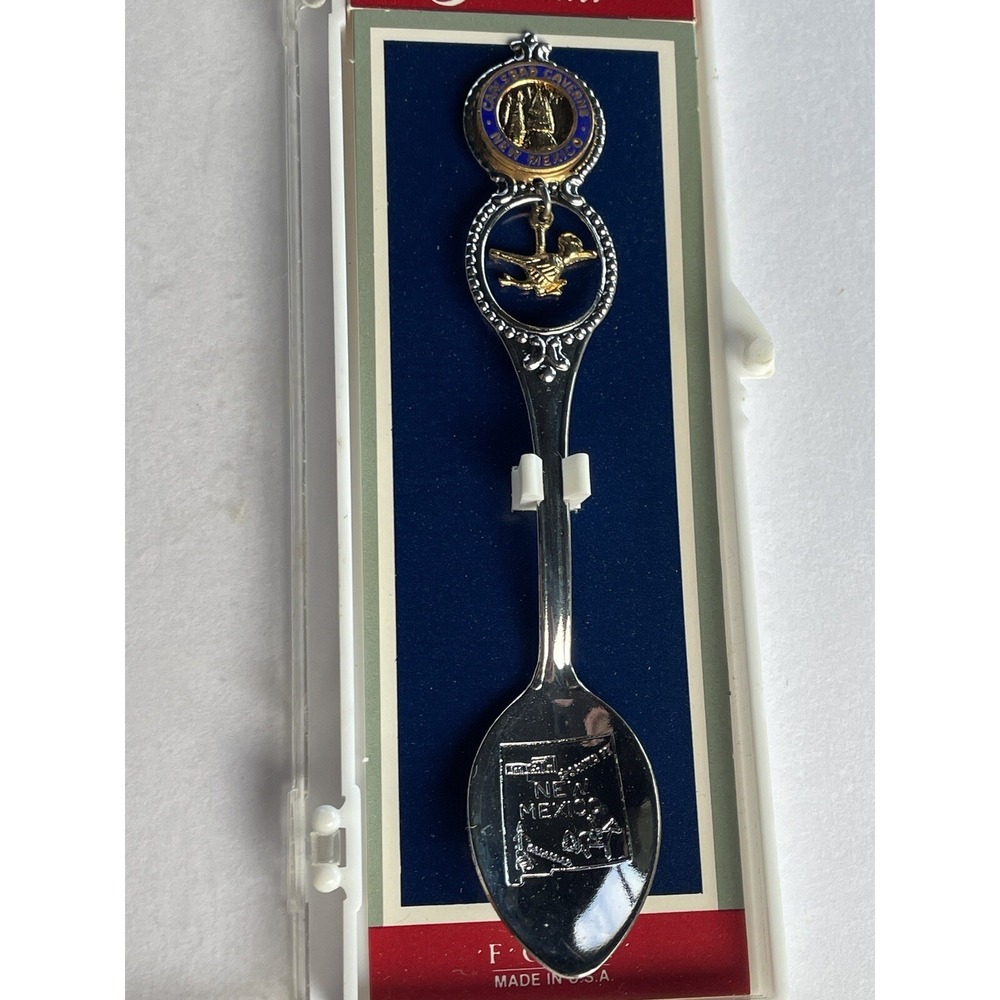 STATE OF NEW MEXICO SILVER TONE SPOON WITH CASE COLLECTABLE SOUVENIR - Picture 3 of 9